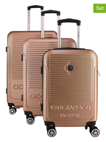 Geographical Norway 3-delige hardcase-trolleyset "Santiago" lichtbruin
