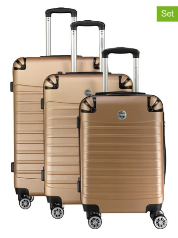 Geographical Norway 3tlg. Hardcase-Trolleyset "Shock" in Hellbraun