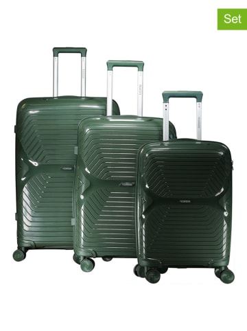 Geographical Norway 3-delige hardcase-trolleyset "Silkovette" groen