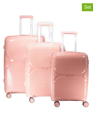 Geographical Norway 3tlg. Hardcase-Trolleyset "Silkovette" in Rosa