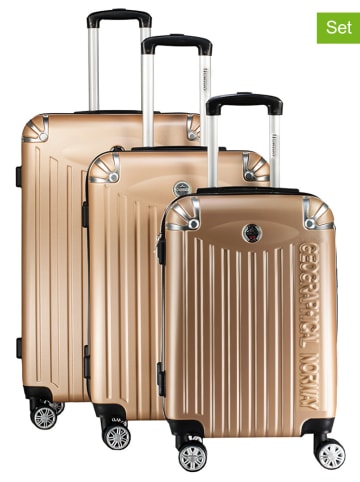 Geographical Norway 3tlg. Hardcase-Trolleyset "Softless" in Gold