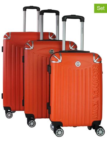 Geographical Norway 3-delige hardcase-trolleyset "Softless" oranje