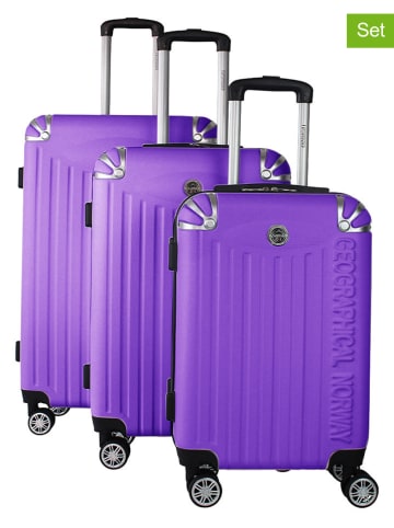 Geographical Norway 3tlg. Hardcase-Trolleyset "Softless" in Lila