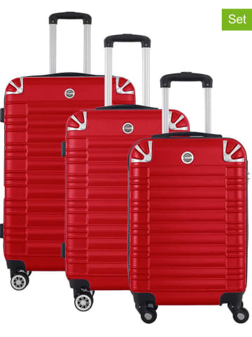Geographical Norway 3tlg. Hardcase-Trolleyset "Sourcing" in Rot