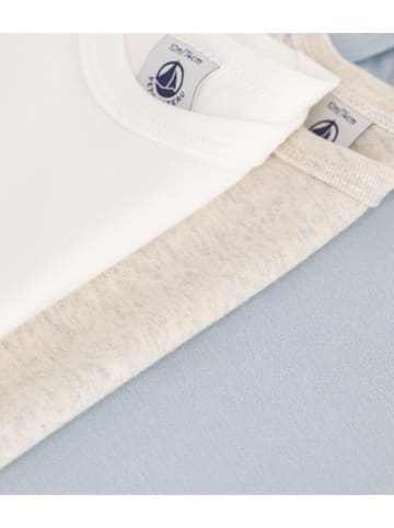 PETIT BATEAU 3er-Set: Bodys in Hellblau/ Beige/ Weiß