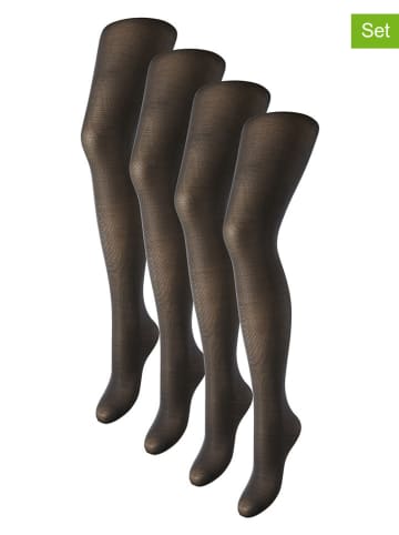 Pieces 4er-Set: Strumpfhosen in Schwarz - DEN 20