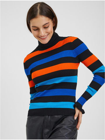 orsay Rollkragenpullover in Blau/ Orange