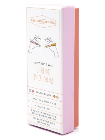 DESIGNWORKS INK ® 2-delige set: balpennen rood/lichtroze/kaki - (L)13 cm