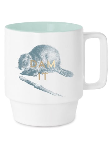 DESIGNWORKS INK ® Kop "Dam It" wit/mintgroen - 355 ml