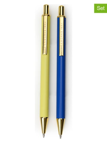 DESIGNWORKS INK ® 2er-Set: Bleistifte in Blau/ Gelb - (L)13,9 cm