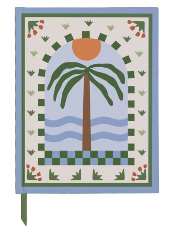 DESIGNWORKS INK ® Notatnik "Palm" w kolorze kremowo-błękitno-zielonym - 19,7 x 15,2 cm