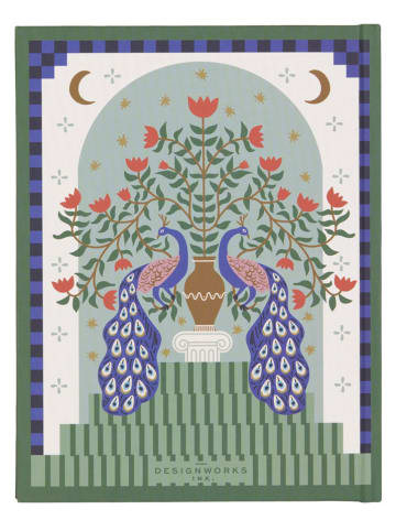 DESIGNWORKS INK ® Notizbuch "Peacock" in Grün/ Blau - (L)19,7 x (B)15,2 cm