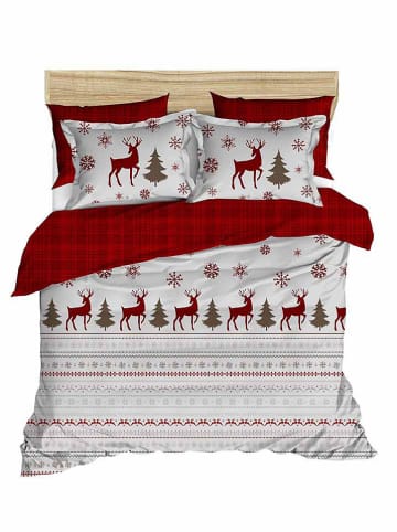 Elizabed Beddengoedset wit/rood/grijs