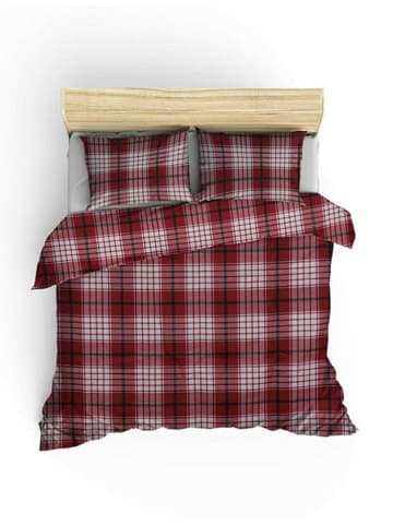 Colourful Cotton Bettwäsche-Set "Burberry" in Rot/ Weiß