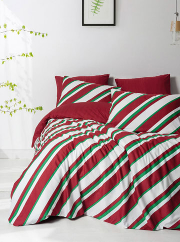 Elizabed Renforcé beddengoedset "Merry" rood/wit/groen