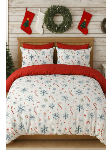 Elizabed Renforcé beddengoedset wit/rood/blauw