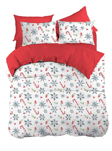 Elizabed Renforcé beddengoedset wit/rood/blauw