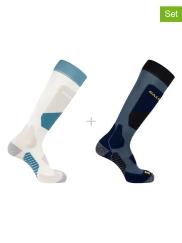 SALOMON 2er-Set: Ski-/ Snowboardsocken "Access" in Blau/ Creme
