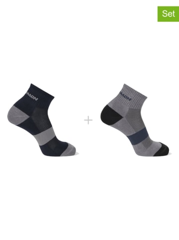 SALOMON 2er-Set: Socken "Evasion Ankle" in Dunkelblau/ Grau
