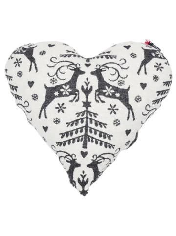 David Fussenegger Kussen "Silvretta - Herz/Folklore" antraciet/wit