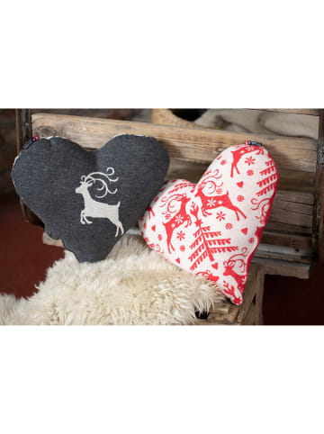 David Fussenegger Kussen "Silvretta - Herz/Folklore" antraciet/wit