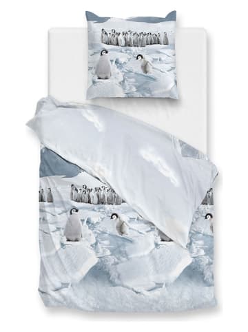 HNL Flanell-Bettwäsche-Set "Pinguini" in Hellblau