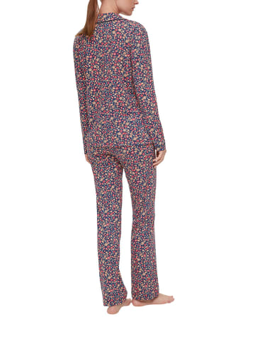 s.Oliver Pyjama in Dunkelblau/ Rot/ Orange