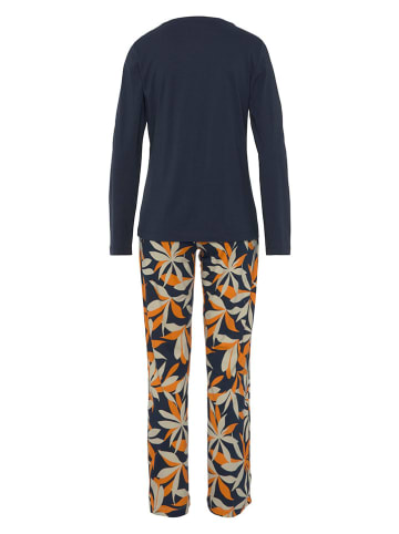 s.Oliver Pyjama donkerblauw/beige/oranje