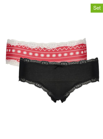 LASCANA 2er-Set: Pantys in Schwarz/ Rot