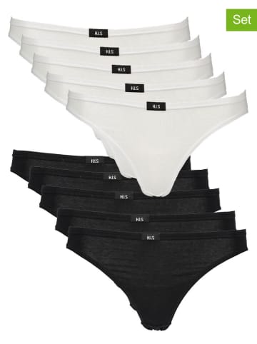 H.I.S. 10-delige set: slips zwart/wit