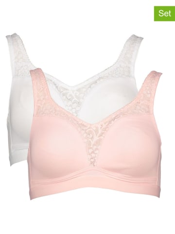 Petit Fleur 2-delige set: beugelloze beha's wit/lichtroze
