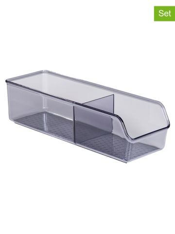 Wenko 4er-Set: Aufbewahrungsboxen ''San Diego'' in Grau - (B)27,5 x (H)7,2 x (T)9 cm