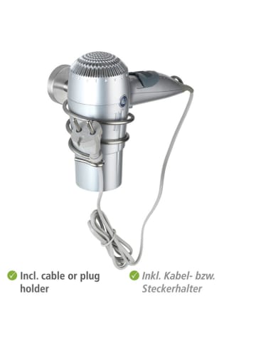 Wenko Haartrockner-Halterung ''Bosio'' in Silber - (B)9 x (H)8,5 x (T)13,5 cm