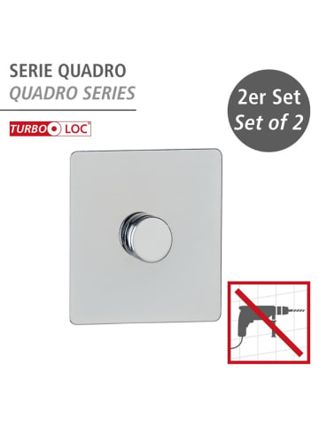 Wenko 2er-Set: Klebepad-Adapter ''Turbo-Loc®'' in Silber - (L)6,5 x (B)6,5 cm