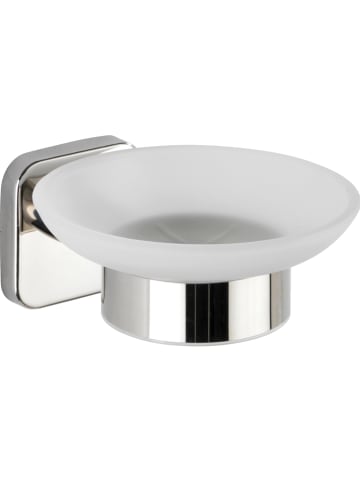 Wenko Zeepbakje "Mezzano" zilverkleurig/wit - (B)11 x (H)5,5 x (D)13 cm