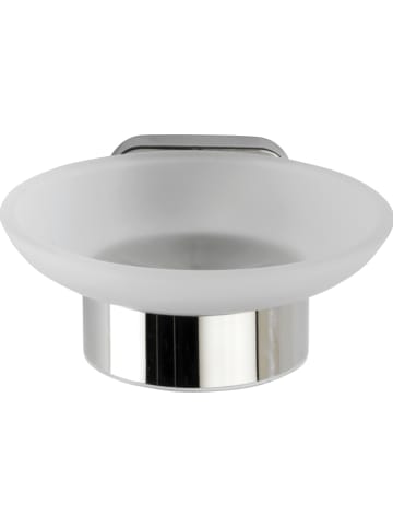 Wenko Zeepbakje "Mezzano" zilverkleurig/wit - (B)11 x (H)5,5 x (D)13 cm