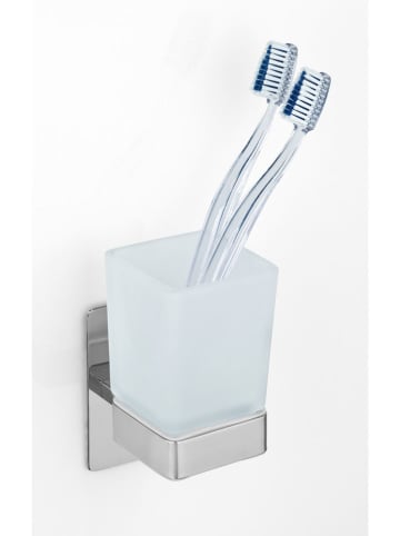 Wenko Tandenborstelbeker "Genovo" zilverkleurig - (B)6,2 x (H)13,2 x (D)9 cm