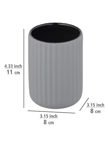 Wenko 2-delige set: tandenborstelbeker "Belluno" grijs - (H)11 x Ø 8 cm