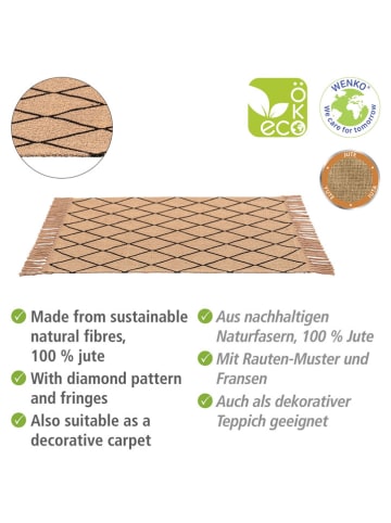 Wenko Dywanik łazienkowy "Calama" w kolorze beżowo-czarnym - 80 x 50 cm