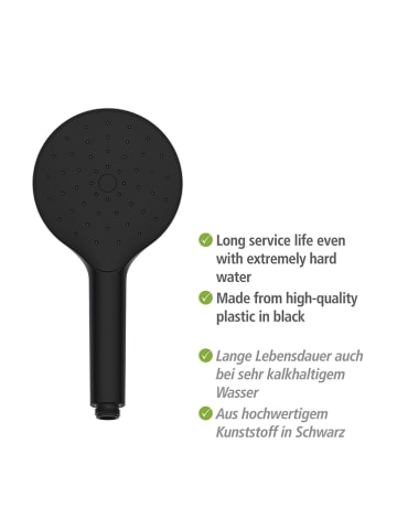 Wenko Duschkopf "Automatic Cleaning" in Schwarz - Ø 12 cm