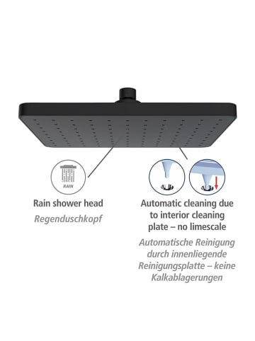 Wenko Regendouchekop "Automatic Cleaning" zwart - (L) 25 x (B)17 cm