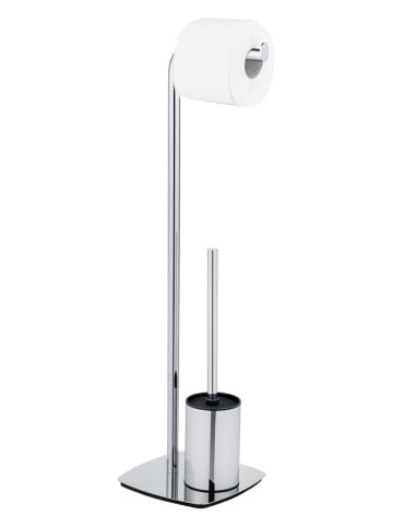 Wenko Toiletborstelgarnituur ''Iria'' zilverkleurig - (B)23 x (H)72 x (D)20 cm