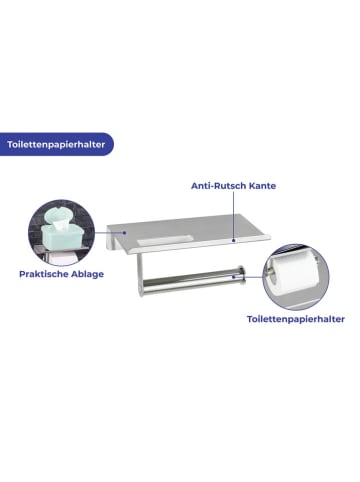 Maximex Toilettenpapierhalter in Silber - (B)18 x (H)7,5 x (T)9,5 cm
