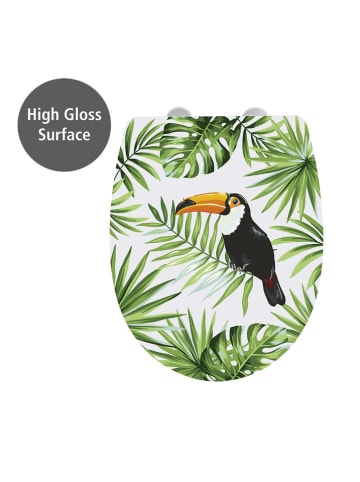 Wenko Easyclose-toiletbril "Tucan" wit/groen