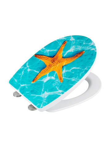 Wenko Easyclose-toiletbril " Tonga" turquoise/oranje