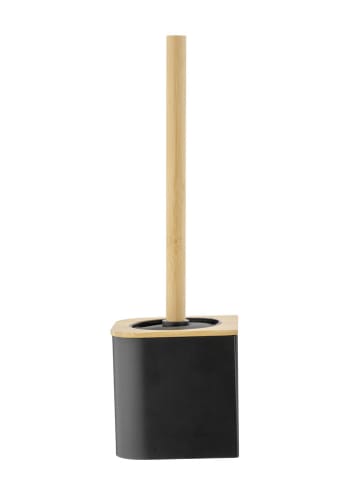 Wenko WC-Garnitur ''Bambusa'' in Schwarz/ Hellbraun - (B)10,5 x (H)36,5 x (T)11,5 cm