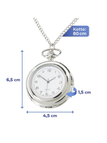 Maximex Pillendose-Taschenuhr in Silber - (L)84,5 cm
