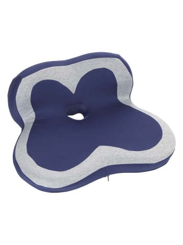 Wenko 2in1-Sitz- & Lendenkissen in Blau/ Grau - (B)47 x (H)20 x (T)35 cm