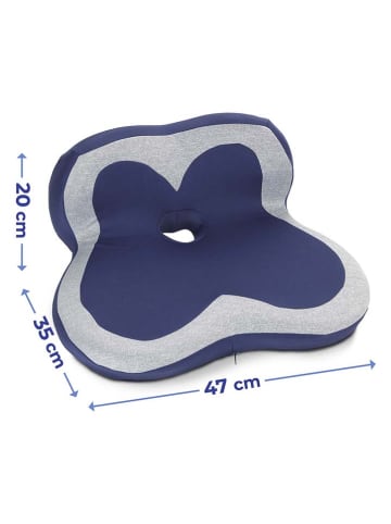 Wenko 2in1-Sitz- & Lendenkissen in Blau/ Grau - (B)47 x (H)20 x (T)35 cm