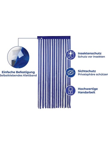 Wenko Türvorhang in Blau/ Weiß - (L)200 x (B)90 cm